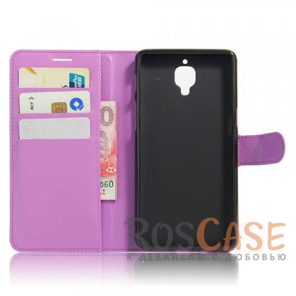 Изображение Фиолетовый Чехол-кошелёк из экокожи с функцией подставки на магнитной застёжке для OnePlus 3 / OnePlus 3T