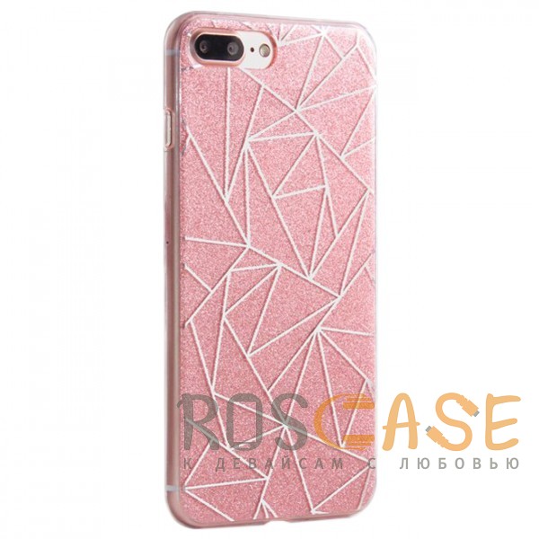 Фото Розовый Силиконовый чехол для iPhone 7 Plus / 8 Plus с блестящим геометрическим узором