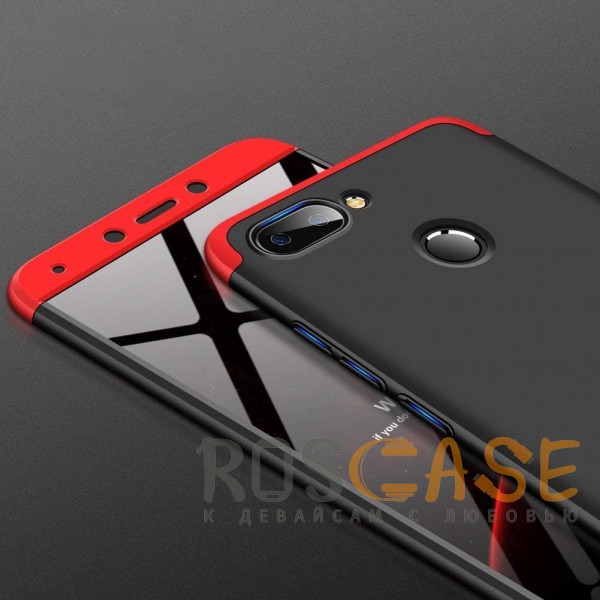 Фотография Черный / Красный GKK LikGus 360° | Двухсторонний чехол для Xiaomi Redmi 6 с защитными вставками