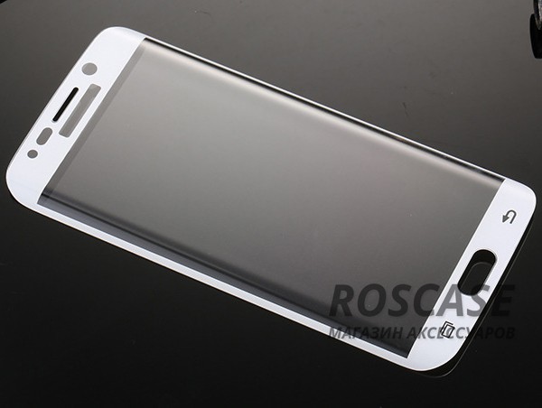Фотография Белый Противоударное закаленное стекло 0.2mm с защитой на весь экран Samsung G925F Galaxy S6 Edge (2.5D)