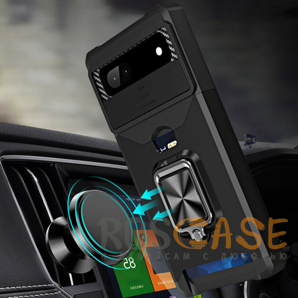 Фотография Темно-синий Multi Case | Чехол с кольцом, отделением для карты и шторкой камеры для Google Pixel 6A