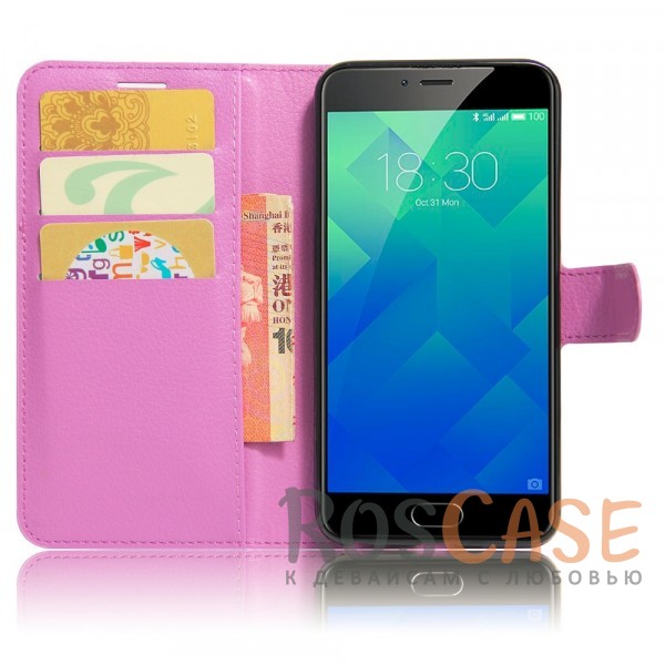 Фотография Фиолетовый Wallet | Кожаный чехол-кошелек с внутренними карманами для Meizu M5