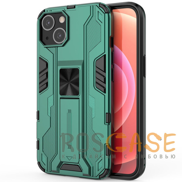 Фото Зеленый Galvatron | Противоударный чехол-подставка для iPhone 14 Plus с защитой камеры