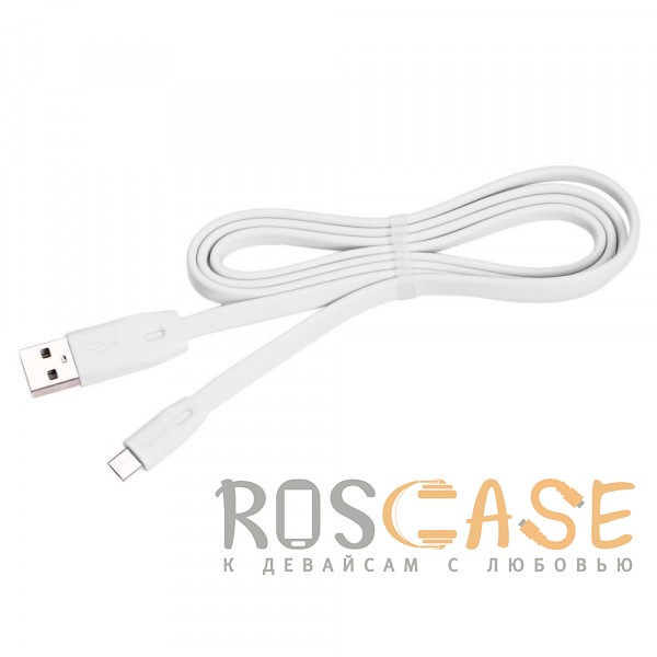 Изображение Белый Remax RC-001m | Плоский дата кабель с разъемом microUSB (1 метр)