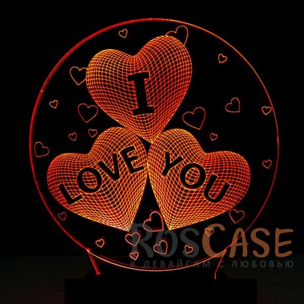Фото I Love You Светодиодный 3D светильник-ночник с проекцией объемного изображения "I Love You"