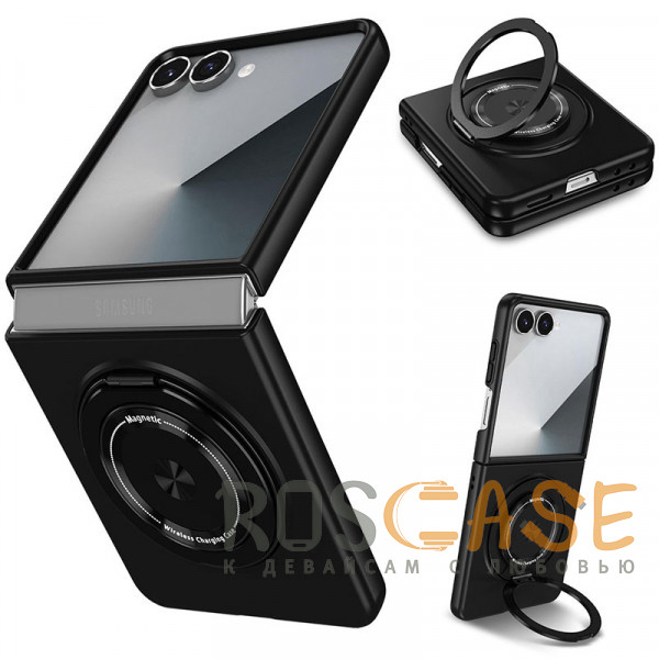 Фото Черный Matte Shield Ring | Тонкий пластиковый чехол с кольцом Magsafe для Samsung Galaxy Z Flip 8