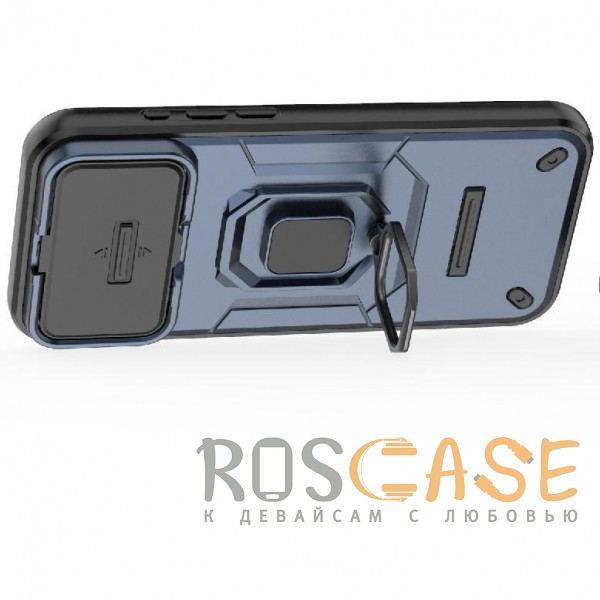 Фотография Темно-синий Transformer Ring Holder | Противоударный чехол с кольцом и шторкой камеры для iPhone 17 Pro Max