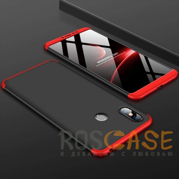 Фотография Черный / Красный GKK LikGus 360° | Двухсторонний чехол для Xiaomi Mi Max 3 с защитными вставками