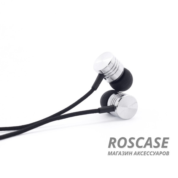 Фото Черный Headset EF-E4 | Вакуумные наушники с плетеным кабелем и микрофоном