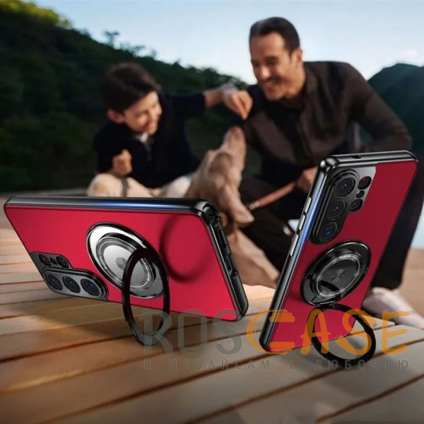 Фото Красный Чехол с кольцом Magsafe и алюминиевой вставкой для Samsung Galaxy S26 Ultra