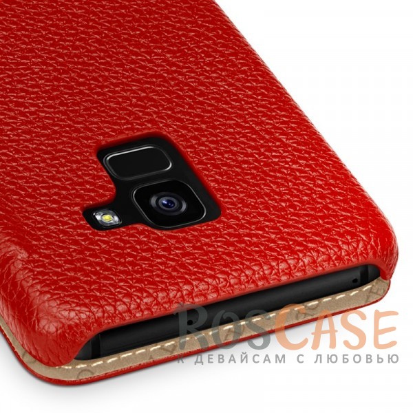 Изображение Красный / Red TETDED натур. кожа | Чехол-книжка для для Samsung Galaxy A8 2018 (A530)