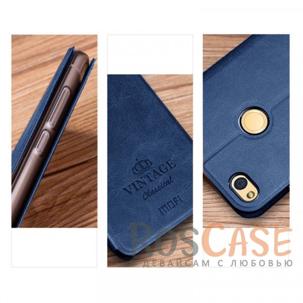 Фотография Синий MOFI Vintage | Кожаный чехол-книжка с карманом для Huawei P8 Lite (2017)