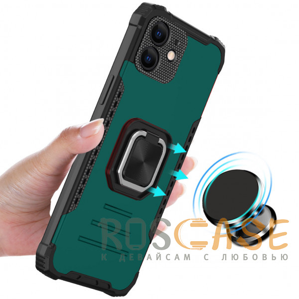 Фотография Зеленый Brutal | Противоударный чехол с кольцом для iPhone 11 с защитой камеры