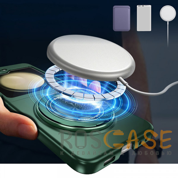 Фотография Темно-зеленый Matte Shield Ring | Тонкий пластиковый чехол с кольцом Magsafe для Samsung Galaxy Z Flip 5