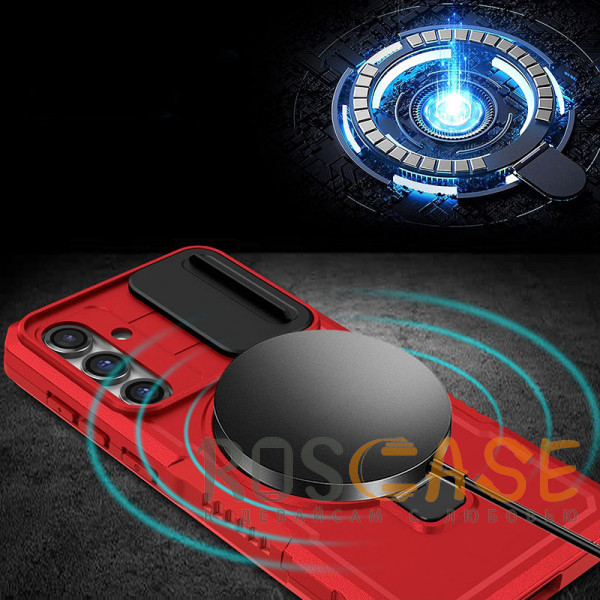 Фотография Красный CamShield MagSafe | Противоударный чехол для Samsung Galaxy S24 FE со шторкой для камеры