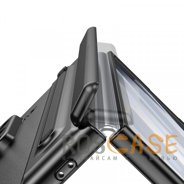 Изображение Черный Чехол 3D с кожаной вставкой и стилусом для Samsung Galaxy Z Fold 8 Ultra