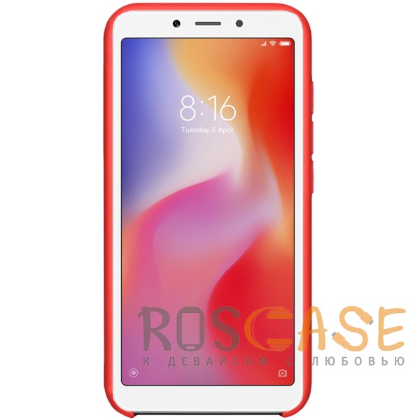 Фотография Красный / Red Силиконовый чехол для Xiaomi Redmi 6 с покрытием soft touch
