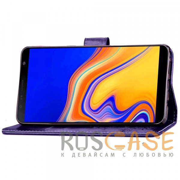 Изображение Фиолетовый Чехол-книжка с узорами на магнитной застёжке для Samsung Galaxy J4 Plus (2018)