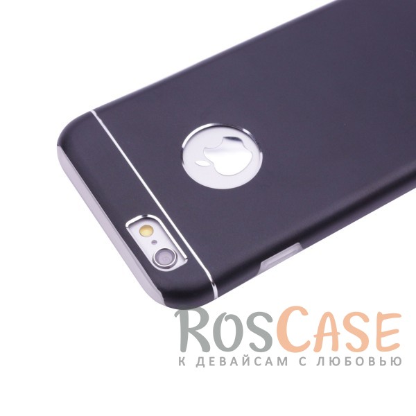 Фото Черный Тонкий двухслойный алюминиевый чехол с хромированными вставками и защитой кнопок для Apple iPhone 6/6s (4.7")