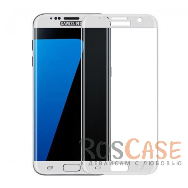Фото Белый Защитное стекло с цветной рамкой на весь экран с олеофобным покрытием "анти-отпечатки" для Samsung G935F Galaxy S7 Edge