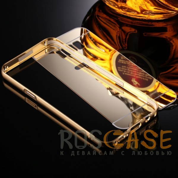 Фотография Золотой Металлический бампер для Samsung G950 Galaxy S8 с зеркальной вставкой
