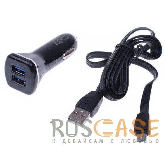 Фото Черный Автомобильное зарядное устройство LDNIO DL-C23 (2 USB, 3.1A) с кабелем MicroUSB в комплекте