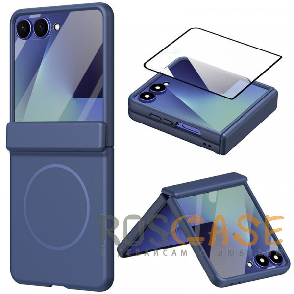 Фото Темно-синий Чехол 3D с Magsafe и внешним стеклом для Samsung Galaxy Z Flip 8