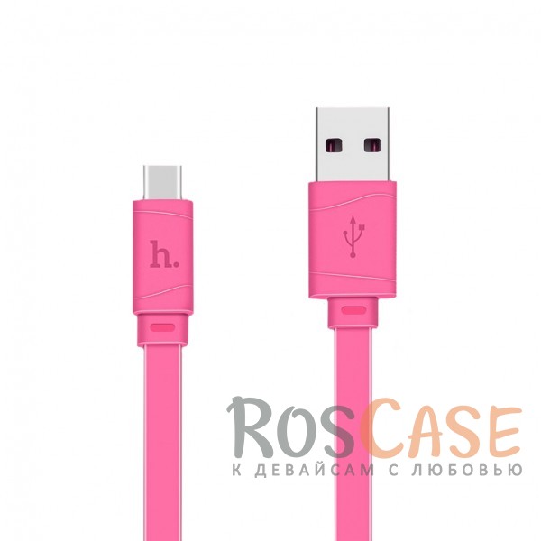 Фото Розовый Hoco X5 Bamboo | Плоский дата кабель с разъемом Type-C 100 см