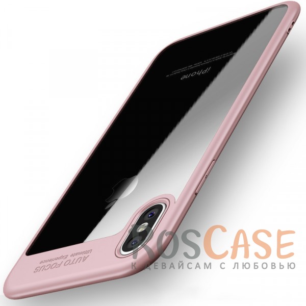 Фотография Розовый iPaky Hard Original | Прозрачный чехол для iPhone X / XS с защитными бортиками