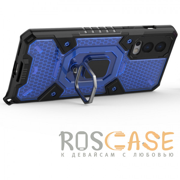 Изображение Синий Honeycomb Armor | Противоударный чехол с защитой камеры и кольцом для OnePlus Nord 2 5G