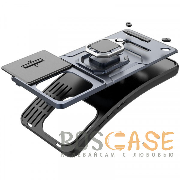 Фото Зеленый Transformer Ring Holder | Противоударный чехол с кольцом и шторкой камеры для Xiaomi Redmi Note 14 4G