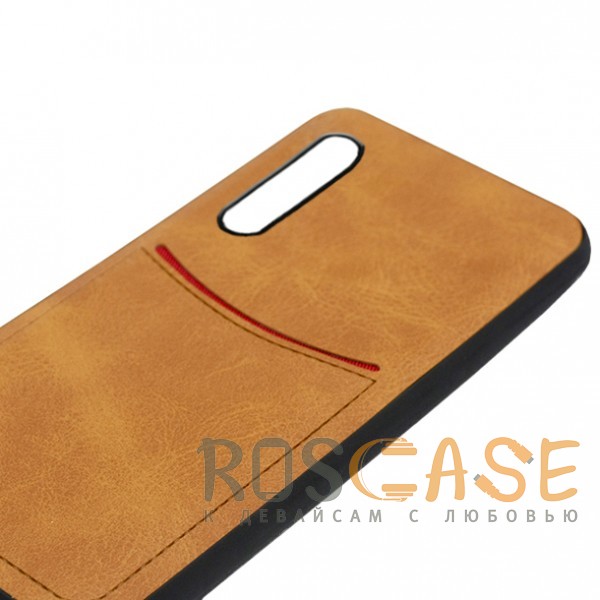 Фото Светло-коричневый ILEVEL | Чехол с кожаным покрытием и с карманом-визитницей для Huawei P20 Pro