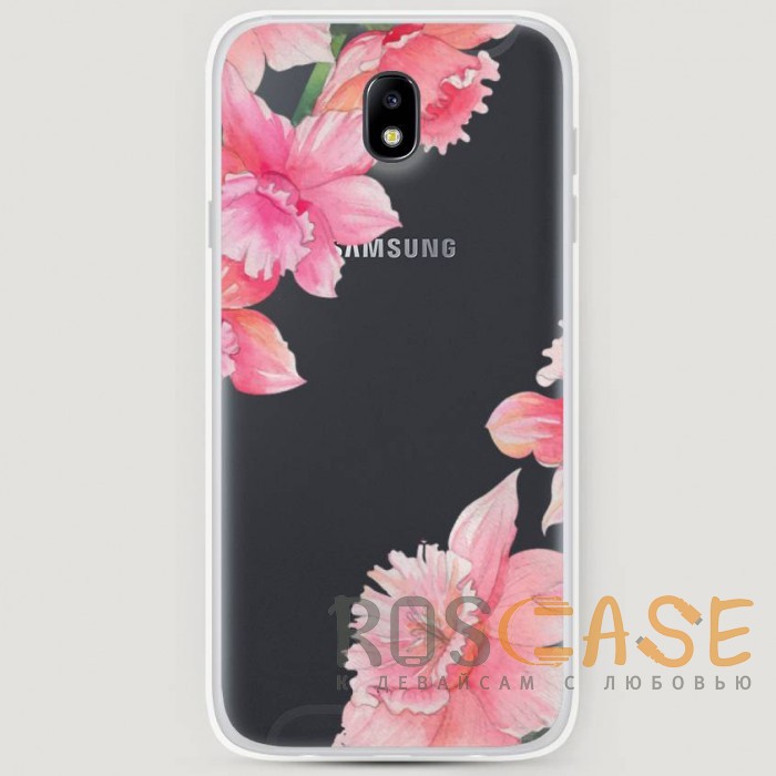Фото RosCase | Силиконовый чехол Розовые цветочные уголки на Samsung J730 Galaxy J7 (2017)