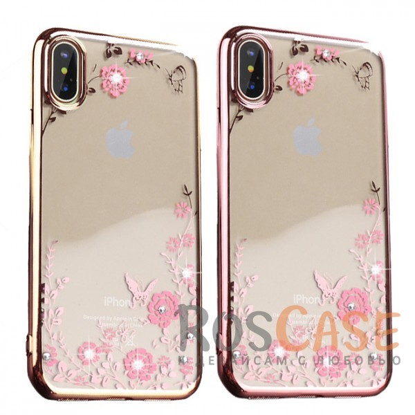 

Прозрачный чехол со стразами для Apple iPhone X (5.8")/XS (5.8") с глянцевым бампером