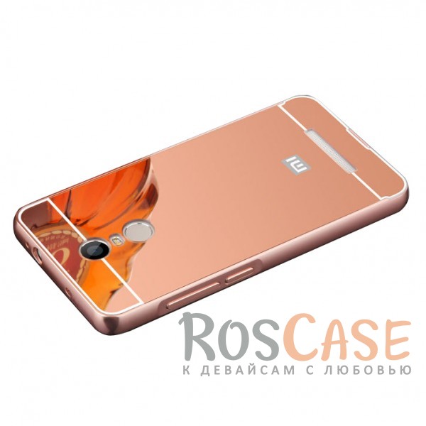 Фотография Розовый Металлический чехол бампер для Xiaomi Redmi 5 с зеркальной вставкой