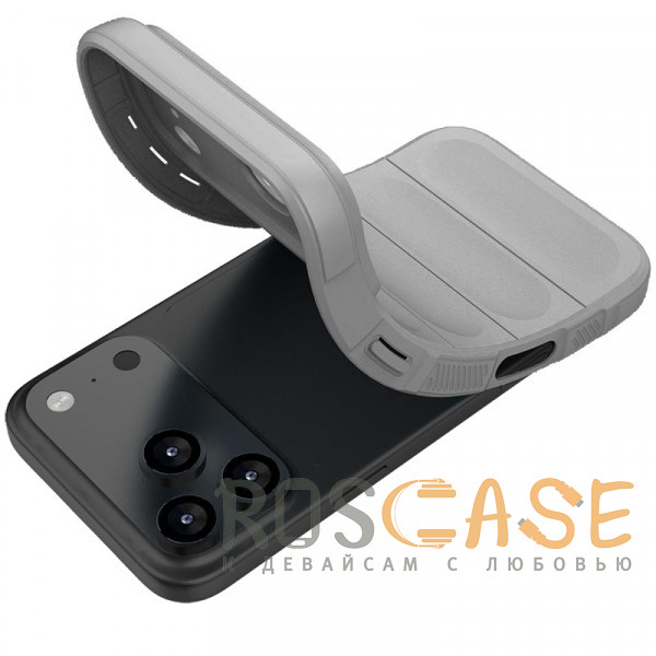 Фотография Серый Flex Silicone | Противоударный чехол для iPhone 17 Pro с защитой камеры и микрофиброй