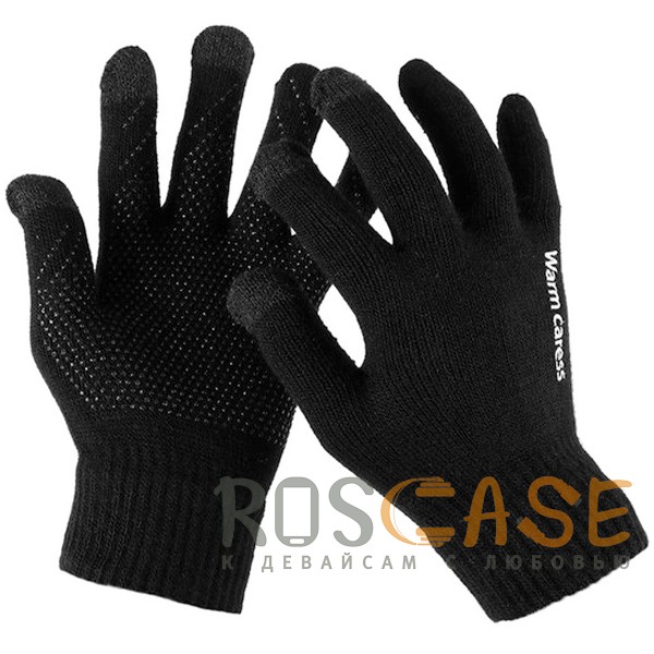 Фото Черный Warm caress | Емкостные перчатки утепленные (нескользящие)