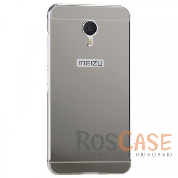 Фотография Серебряный Металлический бампер для Meizu M3 Note с зеркальной вставкой