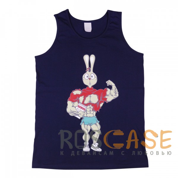 Изображение Синий Muscle Rabbit | Мужская майка со спортивным принтом "Кролик - Винни Пух"