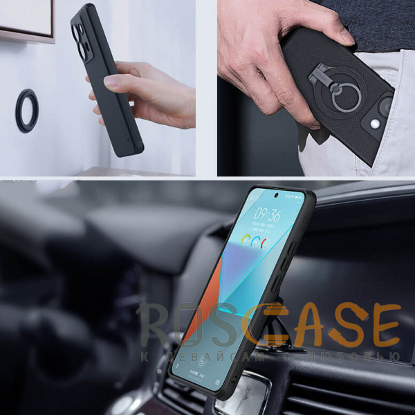 Фотография Черный Nillkin Super Frosted Shield Magnetic | Пластиковый чехол с поддержкой Magsafe для Xiaomi Redmi Note 13 Pro 5G / Poco X6 5G