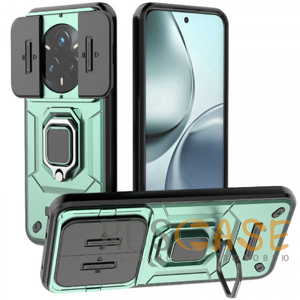 Фото Зеленый Transformer Ring Holder | Противоударный чехол с кольцом и шторкой камеры для Realme 14 Pro Plus 5G