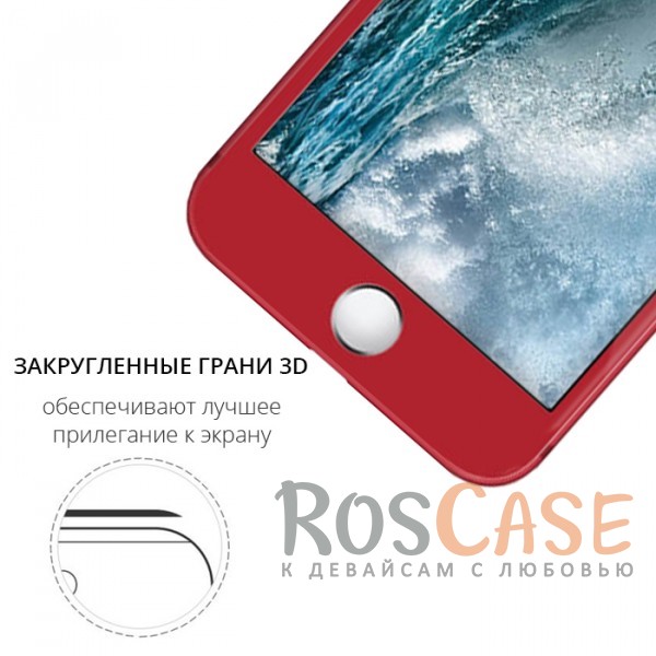 Фотография Красный Объемное защитное стекло Nillkin 3D на весь экран с олеофобным покрытием "анти-отпечатки" для  Apple iPhone 7 plus / 8 plus (5.5")