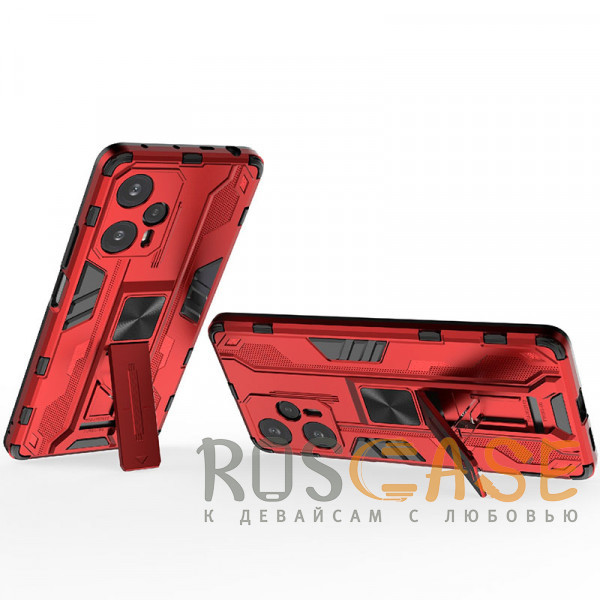 Фотография Красный Galvatron | Противоударный чехол-подставка для Xiaomi Redmi Note 12 Turbo / Poco F5 с защитой камеры