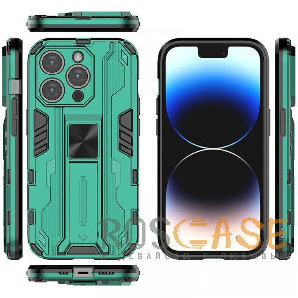 Изображение Зеленый Galvatron | Противоударный чехол-подставка для iPhone 13 Pro Max с защитой камеры