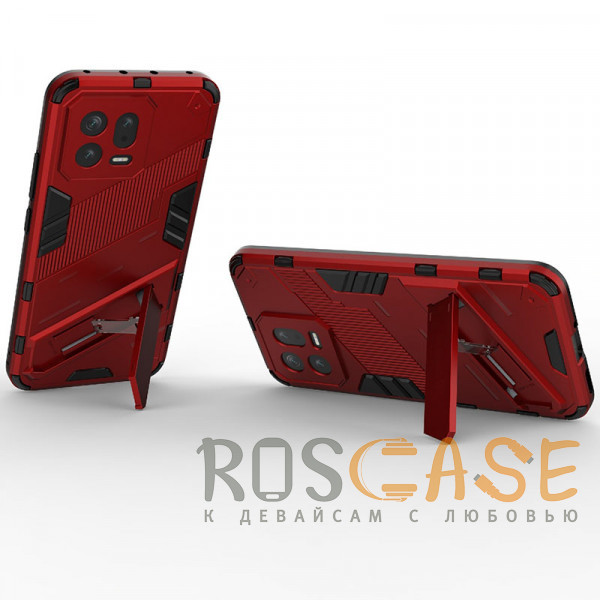 Фотография Красный Megatron | Противоударный чехол-подставка для Xiaomi Mi 13 с защитой камеры