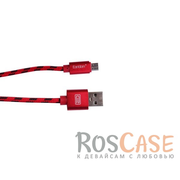 Фотография Красный Дата кабель microUSB плетеный Earldom (1m) с клипсой