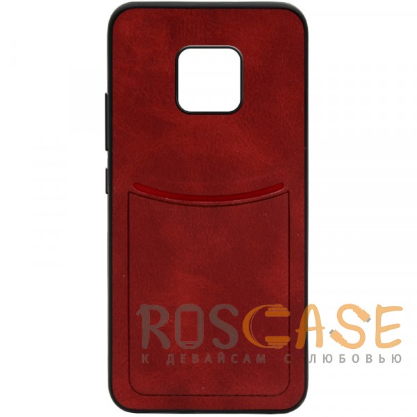 Фото Красный ILEVEL | Чехол с кожаным покрытием и с карманом-визитницей для Huawei Mate 20 Pro