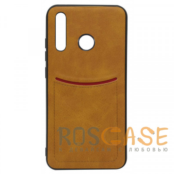 Фото Коричневый ILEVEL | Чехол с кожаным покрытием и карманом для Huawei P30 lite / Honor 20 lite / 20s / Nova 4E