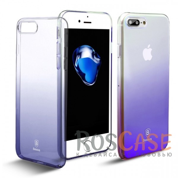 Фото Фиолетовый Блестящая прозрачная накладка Baseus Glaze Ultrathin из тонкого пластика с бензиновым отливом и градиентной расцветкой для Apple iPhone 7 plus / 8 plus (5.5")