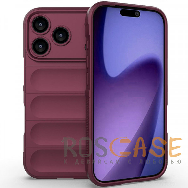 Фото Бордовый Flex Silicone | Противоударный чехол для iPhone 17 Pro с защитой камеры и микрофиброй